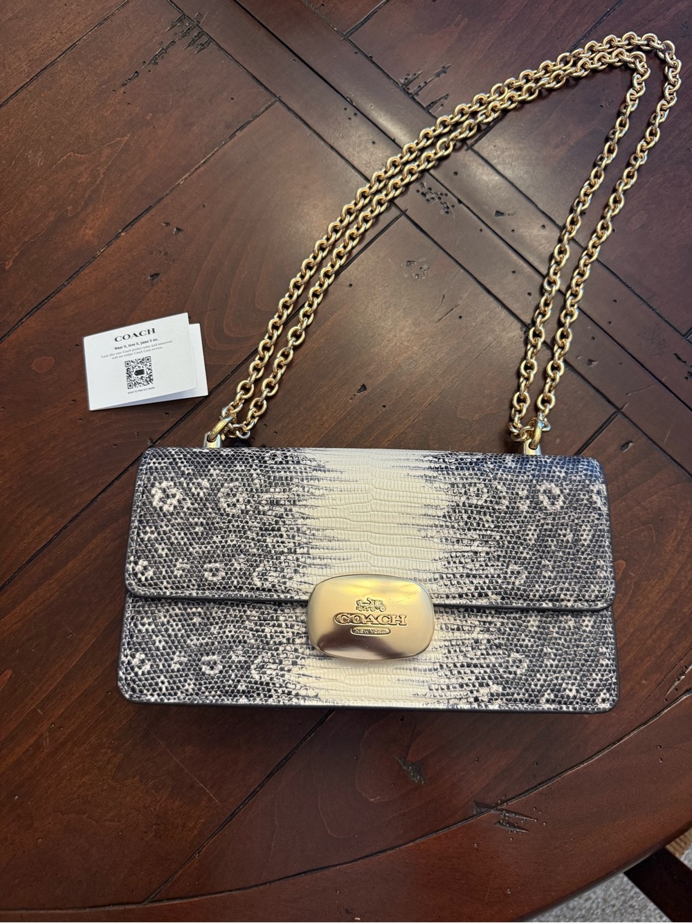 COACH Eliza Snake-Print Chain Shoulder/crossbody Bag